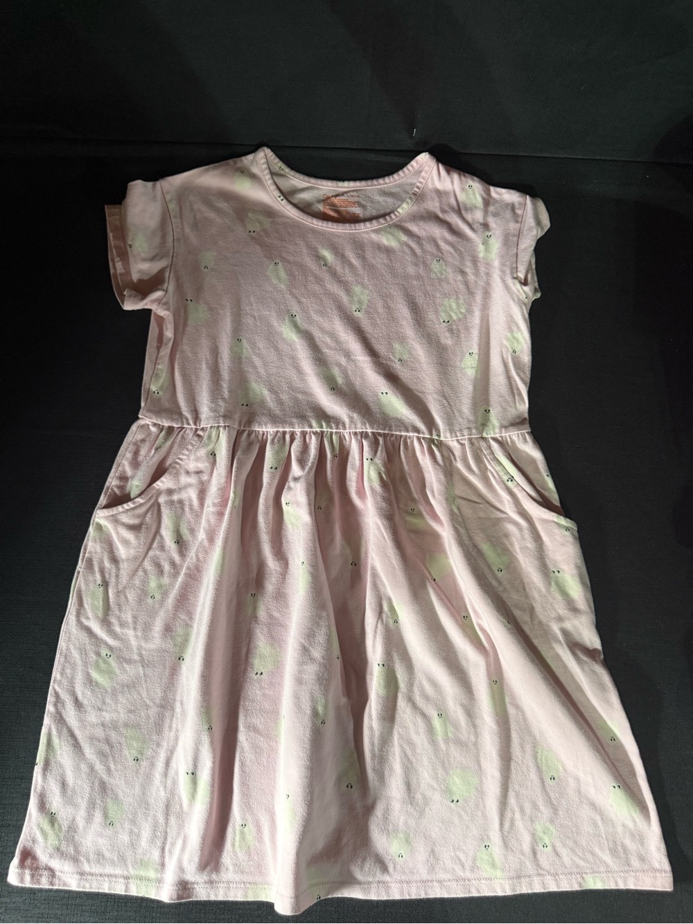 Cat & Jack Pink Short-Sleeve Pocket Dress with Mint Ghost Print